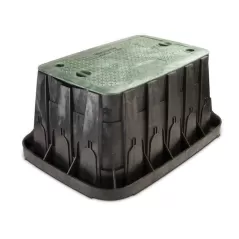 33.1" x 23.9" Rectangular Black Irrigation Control Valve Super Jumbo with (2) Lock Purple Lid Valve Box | RBBVBSPRPH