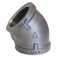 1" FNPT Black Malleable Iron Schedule 40 45 Degrees 1102 Series Domestic Elbow | TFB45F010D