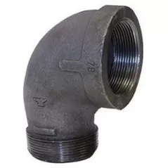 1/2" FNPT x MNPT Black Malleable Iron 90 Degrees 1103 Series Domestic Elbow | TFB90ST005D