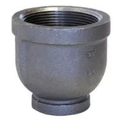 1-1/2" x 1" Female Threaded Black Malleable Iron Reducing Coupling | TFBBR211D