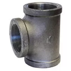 1-1/2" x 1-1/2" x 1-1/2" FNPT Black Malleable Iron Schedule 40 1105 Series Domestic Tee | TFBT015D