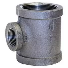 1" x 1/2" x 1/2" FNPT Black Malleable Iron 1105R Series Domestic Tee | TFBT123D