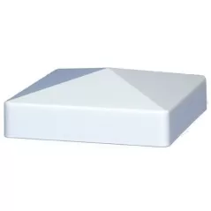 1.424" Vinyl White External Long Lip Pyramid Horse Post Cap | VCOSPC35W
