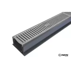 5-3/4" x 10' Gray with 1' x 10' Section of PVC Channel 5' x 2' Grates Channel Kit | NDS40010WH