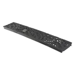 24" Rectangular HDPE Gray Decorative Botanical Channel Grate | NDS252GY