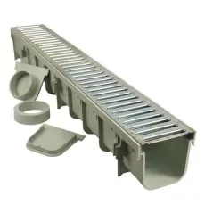 39-3/8" X 5-1/2" X 5" Polyolefin/Steel Light Gray Channel Drain Kit |  864GMTL