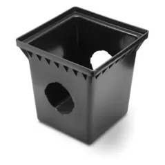 18" x 18" Square 2-Outlet Black Drainage Catch Basin | RBDDB18S2
