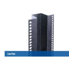 7.5' x 3-1/2" Silver Galvanized Steel Wood Fence Line Post | WTSPM712