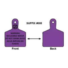 Purple WARNING RECYCLED WATER DO NOT DRINK AVISO AGUA IMPURA NO TOMAR Single Sided Valve Identification Tag | CSTIDMAXP1RC008