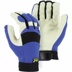 Mechanics Gloves, Medium 2152 Series Pigskin Leather Blue/Beige Bald Eagle A-Grade