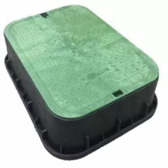 13" x 20" x 6" Rectangular Black Box Irrigation Control Valve Standard Jumbo with Overlapping Green Cover Tapered Valve Box Extension | NDB119TBC