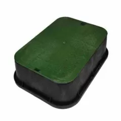 13" x 20" x 6" Rectangular Black Box Irrigation Control Valve Standard Jumbo with Overlapping Green Cover Valve Box Extension | NDB119