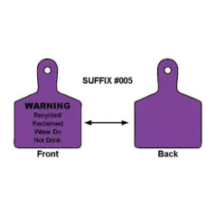 Purple WARNING Recycled/Reclaimed Water Do Not Drink Thermoplastic Polyurethane (TPU) Single Sided Valve Identification Tag | CSTIDMAXP1RC005