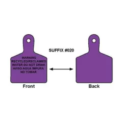 Purple WARNING RECYCLED WATER DO NOT DRINK AVISO AGUA IMPURA NO TOMAR Single Sided Bilingual Valve Identification Tag | CSTIDMAXP1RC020