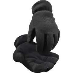 Extra Large Deerskin Leather Fleece Black Extended Elastic Cuff Insulated Winter Gloves | YLS23966
