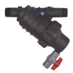 100 Mesh 1-1/2" MPT 55 gpm 150 psi Blue Stainless Steel Spin Clean 4E with Flush and Ball Valve Wye Filter | AGP72130090