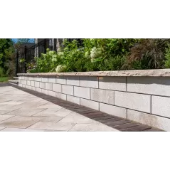 19" x 14" x 3" Light Gray Coping U-Cara Wall Block | UNPUCARAUCLG