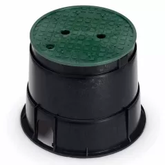 10" Round Black Body Irrigation Control Valve Professional with Overlapping Green Lid Valve Box | RBBPVB10RND