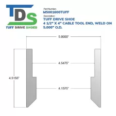 4-1/2" x 4" x 5.2" Steel Dark Gray Weld On Drive Shoe | WMAM5001650TUFF