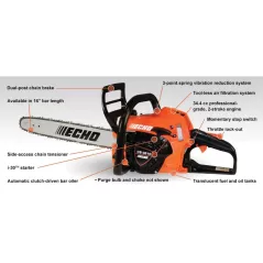 15.2" x 9.2" x 10.7" 13300 rpm Commercial Chainsaw | ECHCS351016