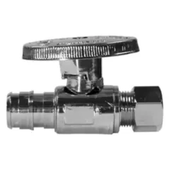 1/2" x 3/8" Expansion PEX x Compression Lead-Free Brass Straight Quarter Turn Supply Stop | MCD72080EXP