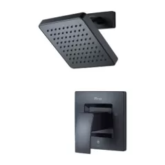 1/2-14 NPT 7" x 7" x 2-9/32" Metal Matte Black 1-Handle Shower Trim | PPFLG897DFB