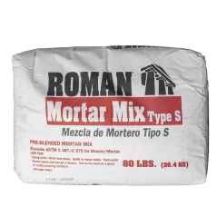 Roman Mortar Mix, 80 Lb Bag Powder Gray 44 Standard Brick Or 16 To 8" Concrete Block 72 Sq-Ft At 1/8" Thick Coverage Type S | 2033