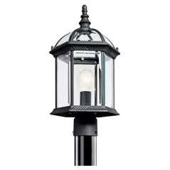 10 W E26 Medium 3000K Integrated LED Black Aluminum 49187 Series Post Light | KIC49187BKL18