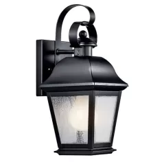 100 W E26 Medium A19 Incandescent Black Brass Traditional with Arm Wall Light | KIC9707BK
