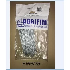 11 ga x 6" x 1" Silver 1020 CR Steel 21DT Round Top Professional 25/Bag Sod Staple | NDSSW625