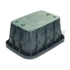 33.1" x 23.8" x 15" Rectangular Plastic Black Super Jumbo with (2) Lock Green Lid Valve Box | RBBVBSPRH