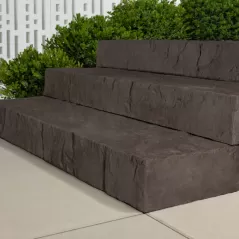 28-3/4" x 28-3/4" x 3-1/2" Chocolate Brown Double-Sided Limestone Surface Chiseled Edge Rustic Traditional York Pillar Cap | TBI002487