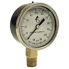Pressure Gauge, 100 psi 2" Dial 1/4"MIP EILPG Series Lead-Free Liquid Filled