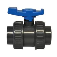 Ball Valve, 2"Threaded x Socket 150 psi T-Handle PVC 801 True Union