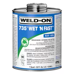 PVC Cement, 1 qt Can Blue Medium Syrupy Liquid Low VOC 735™ Wet 'N Fast™ Series