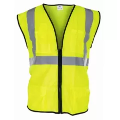 High Visibility Surveyors Safety Vest, Xx-Large Polyester Hi-Viz Yellow Zipper 2 Pocket Reflective | 690-2211