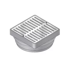 NDS 6" Square Atrium Grate W/ Styrene Adapter For 6" Pipe - Satin Brass | NDS921B