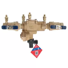 Febco 860U-QT-FS Reduced Pressure Zone Assembly Backflow Preventer Union Ball Valves Quarter Turn Shutoff w/ Flood Sensor Small Diameter Contains Lead Bronze 1" | F2813