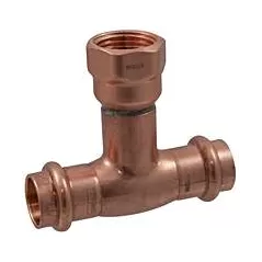 Nibco PC612 Copper Press Fitting 3/4" x 3/4" x 1/2" Press x Press x FPT Branch Tee LD | 9116502PC