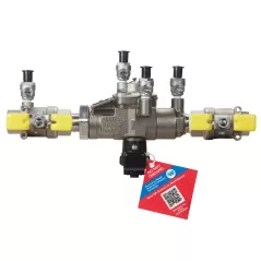 Watts SS009M3-QT-FS Reduced Pressure Zone Assembly Backflow Preventer Quarter Turn Shutoff w/ Flood Sensor Lead Free Stainless Steel 1/2" | 88004045