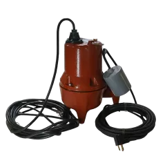 Submersible Sewage Pump, 4/10 hp 115 V 1-Phase 125 gpm LE40-Series Wide-Angle Float