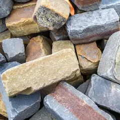 MULTIBLEND BLUE/BROWN - LEDGESTONE - TUMBLED - 4 X 4 X RANDOM LENGTHS
