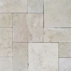 Msi Travertine French Pattern, (8" x 8", 8" x 16", 16" x 16", 16" x 24") x (3 cm), Beige Tumbled Paver Versaille Pattern, 160 sq. ft. / pallet