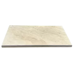 Lonestar Ivory Beige Travertine Tumbled Bullnose Coping Light Walnut 12" x 24" | IBTTB3CP12X24