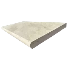 Lonestar Ivory Beige Travertine Tumbled Bullnose Coping Light Walnut 12" x 24" | IBTTB3CP12X24