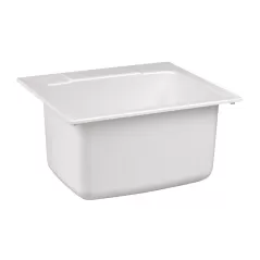 Stain Resistant Utility Sink, Fiberglass White, 25" x 22" (4/Pack) | 10K