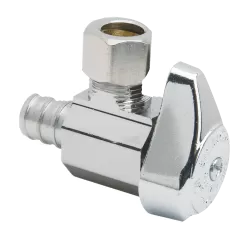 1-Piece Turn Angle Stop Brass 1/2" x 3/8" PEX Barb x Compression | G2BRPX19X C