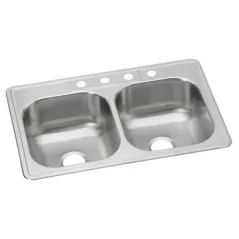 Dayton Double Bowl Drop-In Sink, 33" x 22" x 8" Stainless Steel 20 GA | DSE233224