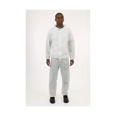 International Enviroguard White SMS Coverall with Elastic Wrist & Ankle, Size Large, case of 25