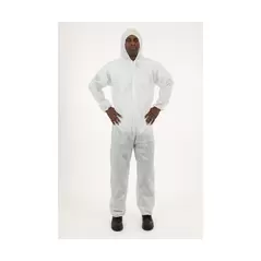 International Enviroguard White SMS Coverall with Hood, Size X-Large, case of 25